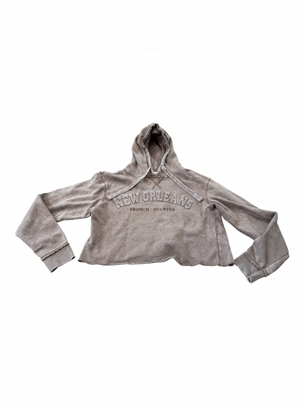 New Orleans Cropped Hoodie Sweatshirt, Women’s Size Large, Brown